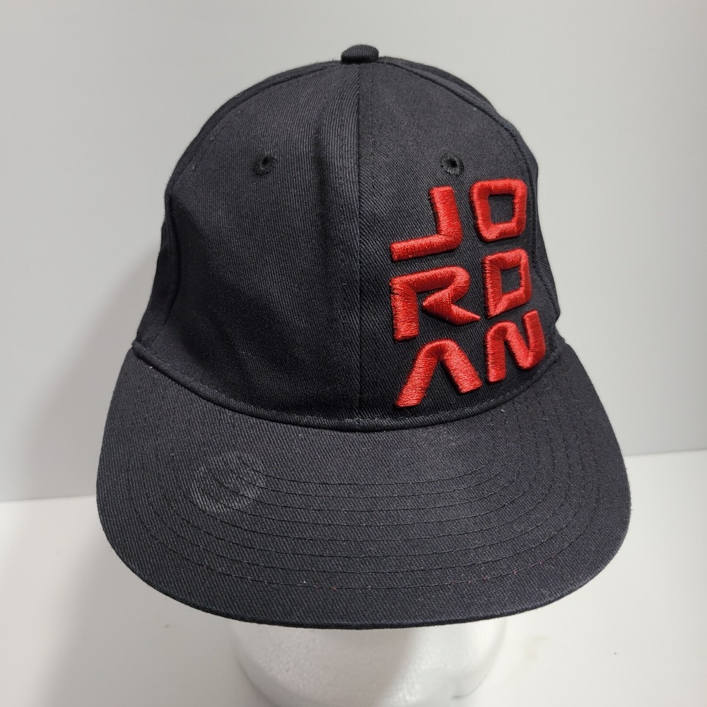 Jordan Hat Cap Black Baseball Hiker Hiking Flat Brim Embroidered Logo Youth
